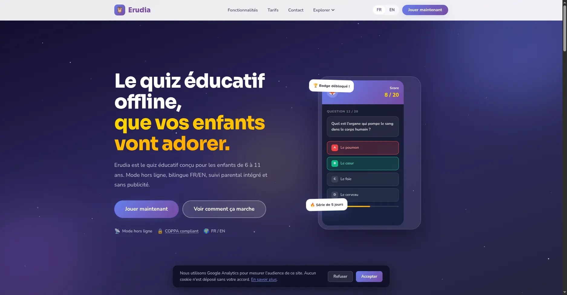Erudia: Le quiz éducatif que les enfants adorent