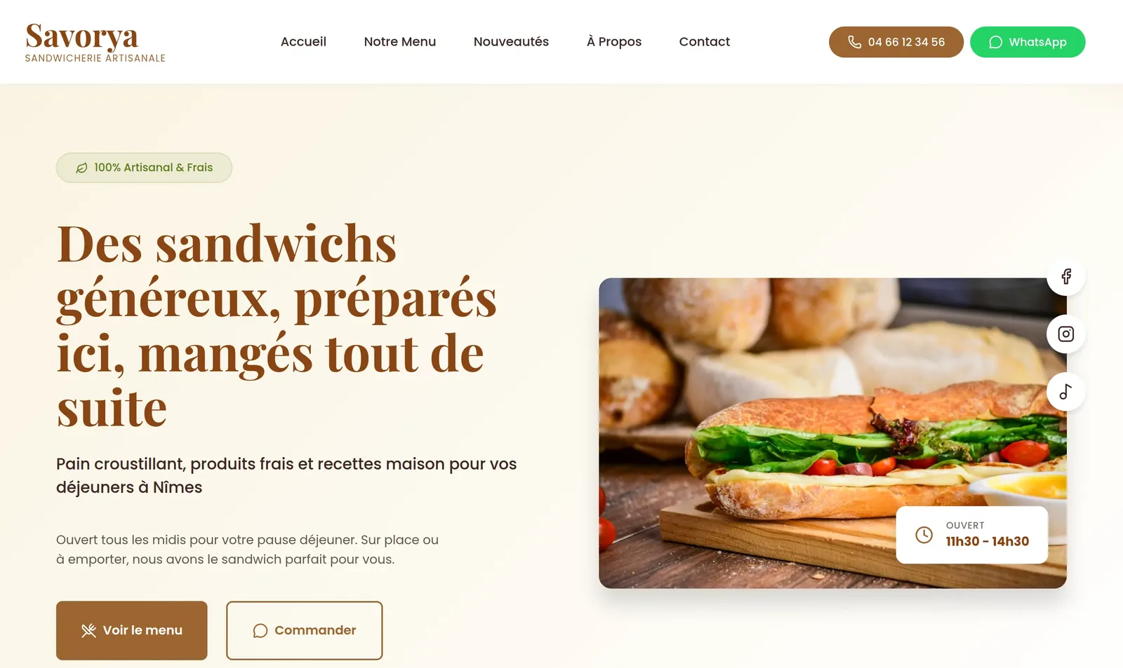 Aperçu du template Savorya